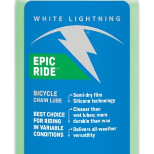 White Lightning Epic Ride All Conditions Light Bicycle Chain Lube, 8-Ounce Drip Squeeze Bottle