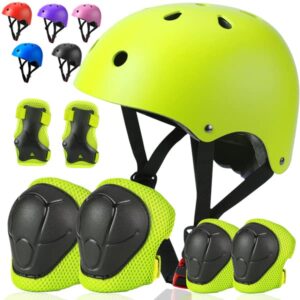 argohome kids bike helmet toddler helmet kids sport protective gear set boy girl adjustable child cycling helmet with knee pads elbow pads wrist guards youth skateboard helmet for kids green