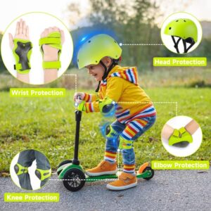 ArgoHome Kids Bike Helmet Toddler Helmet Kids Sport Protective Gear Set Boy Girl Adjustable Child Cycling Helmet with Knee Pads Elbow Pads Wrist Guards Youth Skateboard Helmet for Kids Green