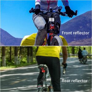 Bike Front and Rear Reflectors Kit, Bicycle Wheel Spoke Reflectors Kit, Bike Cycling Safety Warning Reflectors for Handlebar and Seatpost, Bike Road Safety Reflection Kit, Red and White/8 Pcs