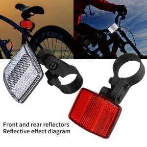 Bike Front and Rear Reflectors Kit, Bicycle Wheel Spoke Reflectors Kit, Bike Cycling Safety Warning Reflectors for Handlebar and Seatpost, Bike Road Safety Reflection Kit, Red and White/8 Pcs