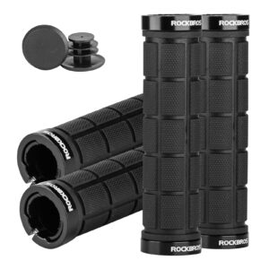 rockbros 4pcs(2 pairs) bike handlebar grips double lock on bike grips comfortable anti-slip bicycle handlebar grips for mountain bike bmx bike scooter beach cruiser, folding bike