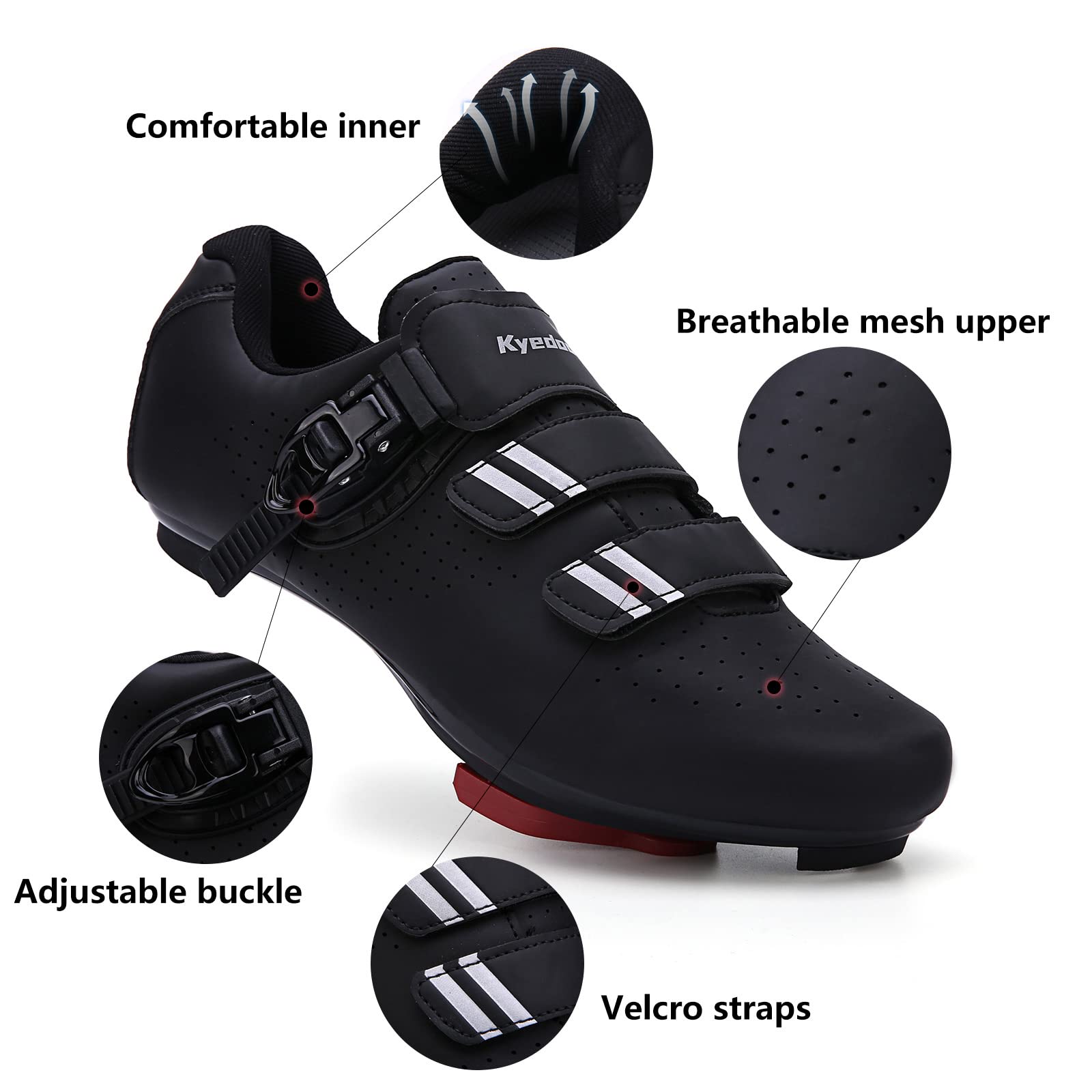 Mens Womens Cycling Shoes Compatible with Pelaton Bike Shoes Road Bike Shoes Riding Bicycle Pre-installed with Delta Cleats Clip Indoor Outdoor Pedal Size 7 Black