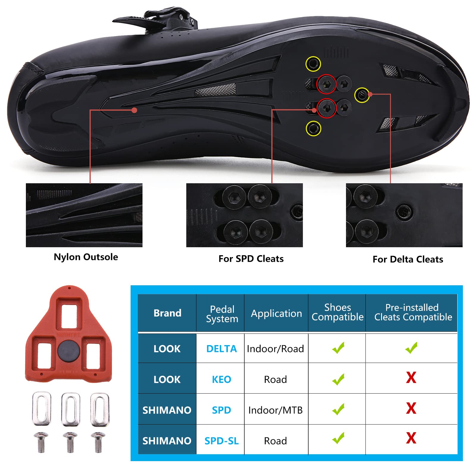 Mens Womens Cycling Shoes Compatible with Pelaton Bike Shoes Road Bike Shoes Riding Bicycle Pre-installed with Delta Cleats Clip Indoor Outdoor Pedal Size 7 Black