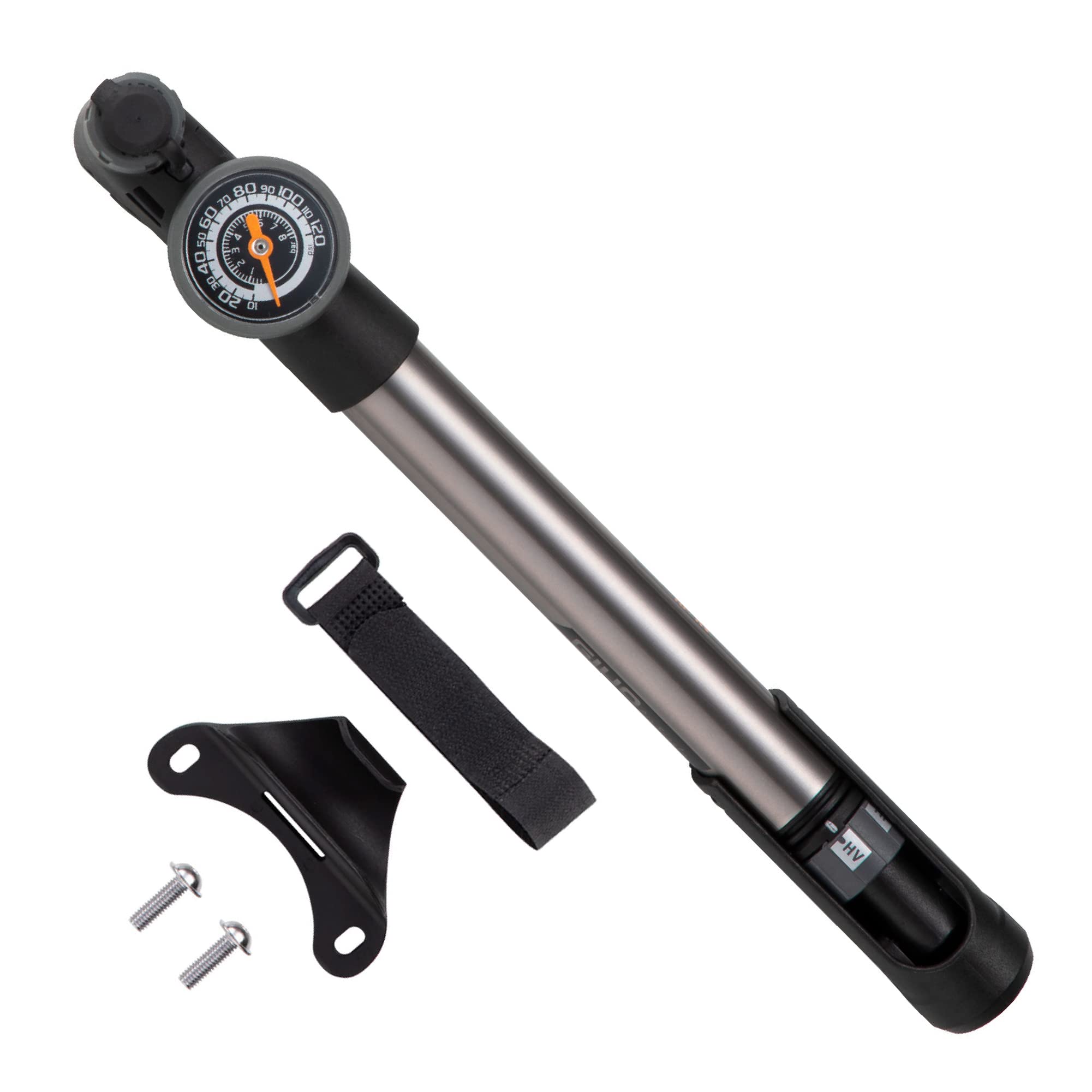 GIYO Mini Bike Pump with Gauge 2 Stage HP/HV 120 PSI Schrader & Presta Bike Tire Pump | Easy Inflation for Road & MTB | Frame Mount Included | Taiwan Made (GP-993)