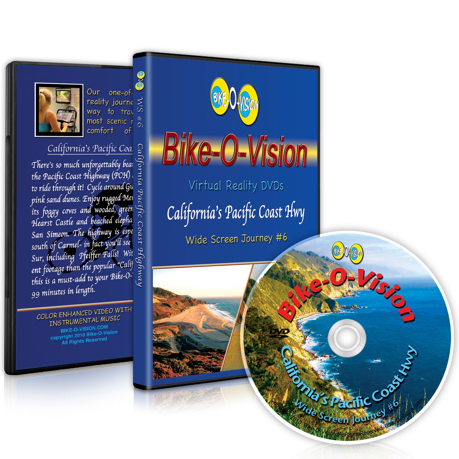 Bike-O-Vision - Virtual Cycling Adventure - CALIFORNIA PACIFIC COAST HWY - Perfect for Indoor Cycling and Treadmill Workouts - Cardio Fitness Scenery Video (Widescreen DVD #6)