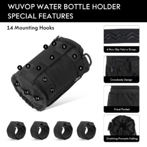 WUVOP Bike Cup Holder, Water Bottle Holder Handlebar for Bike with Mesh Pockets, Universal Cycling Bicycle Water Bottle Drink Cup Cage for Cruiser, Scooter, Mountain Bike, Road Bike, Wheelchair