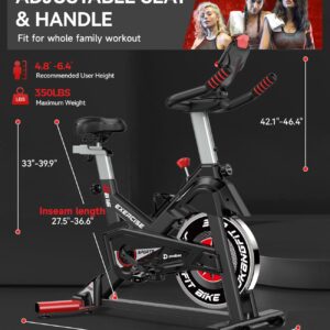 Pooboo Magnetic Exercise Bike Stationary, Indoor Cycling Bike with Built-In Bluetooth Sensor Compatible with Exercise bike apps& Ipad Mount, Comfortable seat and Slant Board, Silent Belt Drive, 350LBS