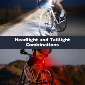 Zewdov Bike Lights for Night Riding, USB Rechargeable Bike Lights Front and Back, Waterproof IP65 Bicycle Light, 4+6 Modes Bike Headlight and Tail Light Set,1.5 Hrs Fast Charging, Easy to Install