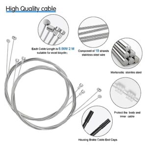 4PCS Universal Bike Brake Cable,Replaceable Brake Inner Wire Cable, Include Free Cable Cap End Crimps O-Rings Accessories, Professional Bicycle Brake Line For Mountain Bikes MTB or Road Bikes, 2M Long