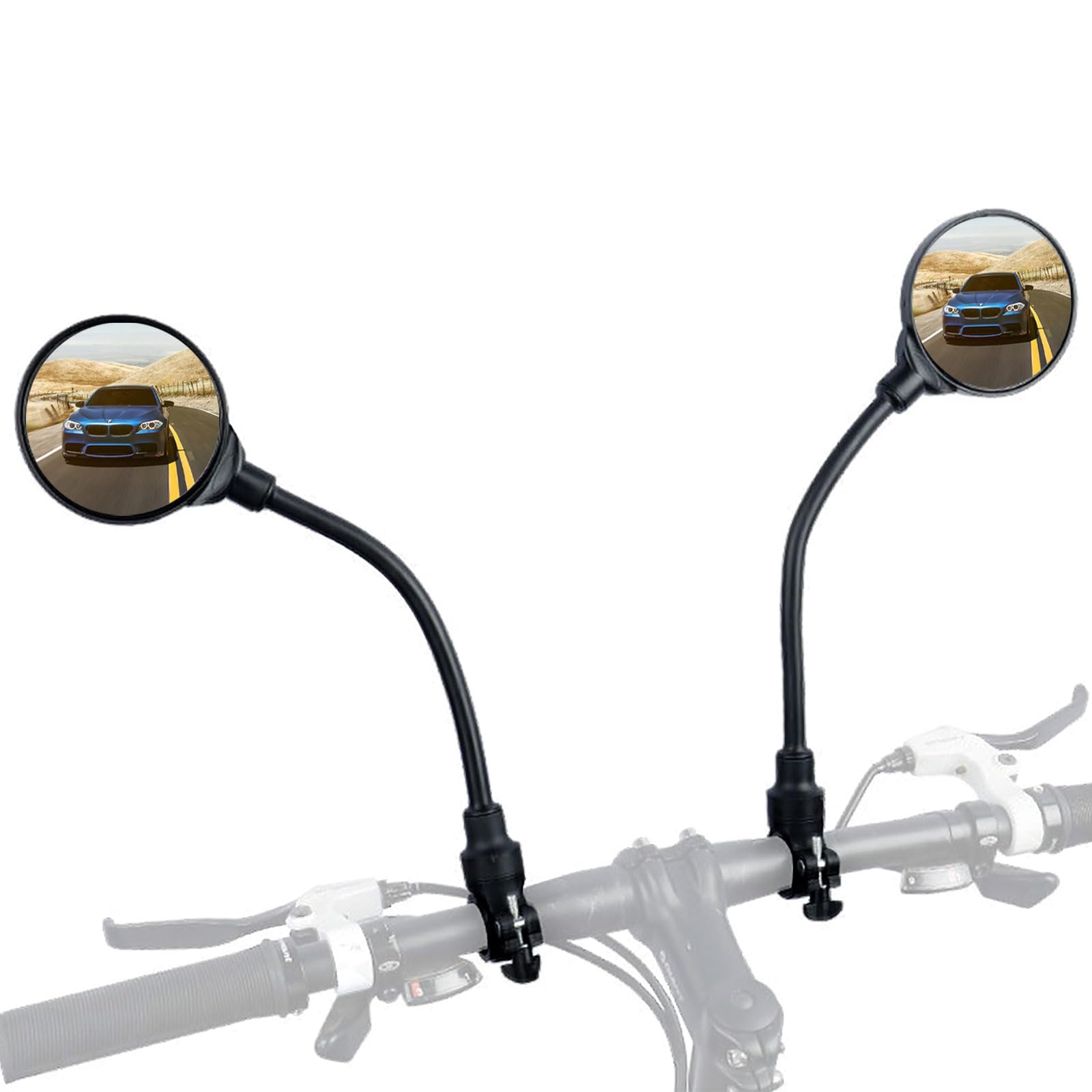 Bike Mirror, Bicycle Mirrors for Handlebars 360 Rotate Rearview Convex Lens, Safe Cycling Bike Rear View Mirror