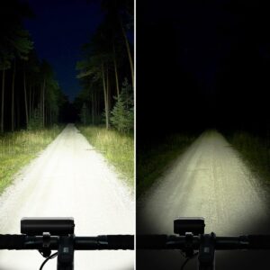 Bright Bike Light for Night Riding, 9000 Lumen Bicycle Light High Beam Low Beam, USB Rechargeable Bicycle Headlight Set, Waterproof Bike Headlight and Taillight for Adult Kid Mountain Road Commuter