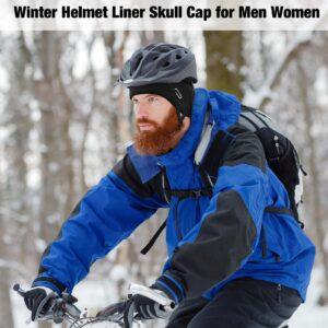 MELASA Winter Helmet Liner Skull Cap for Men Women, Fleece Lined Warm Cycling Cap with Glasses Holes, Thermal Hat Beanie for Running Cycling Motorcycle(Dark Gray)