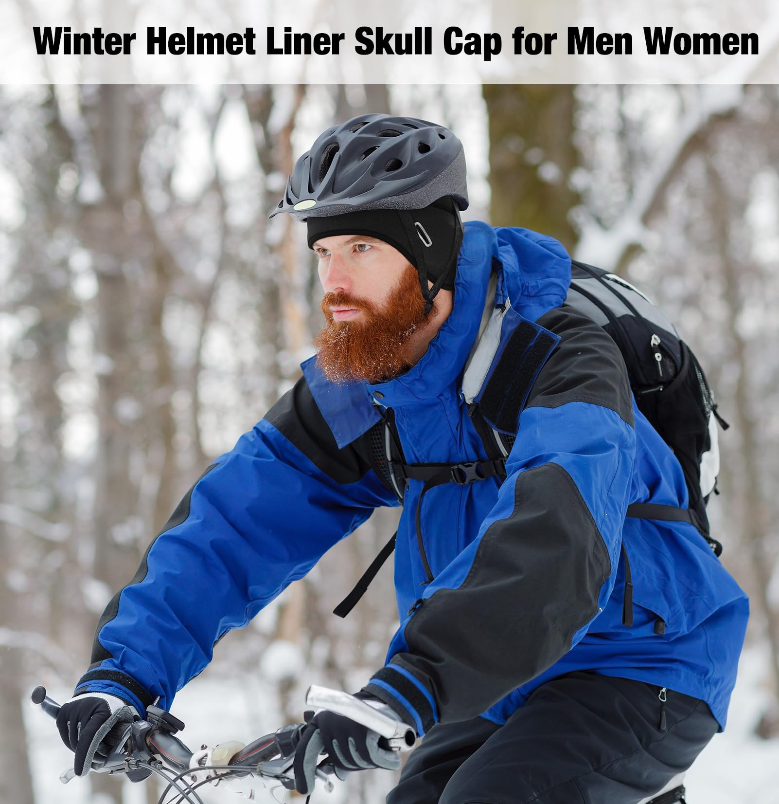 MELASA Winter Helmet Liner Skull Cap for Men Women, Fleece Lined Warm Cycling Cap with Glasses Holes, Thermal Hat Beanie for Running Cycling Motorcycle(Dark Gray)