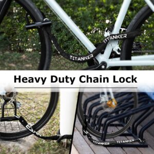 Titanker Bike Chain Lock with U Lock, 3 Feet Bicycle Chain Locks with 2 Keys, 6mm Thick Chain Lock with 14mm Thick Heavy Duty U Lock Anti-Theft Bike Lock for Bicycles, Motorbikes, Mopeds, Scooters