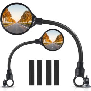 west biking bike mirror handlebar mount, adjustable rotatable bicycle rear view mirror, wide angle acrylic convex safety mirror for mountain road bike (black- 2 pcs converx mirror)