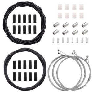 mankk universal bicycle brake cable and shift cable,bicycle shift derailleur cable & brake cable housing kit with brake cable end caps and o-rings for mountain road bike repair m-124-bk