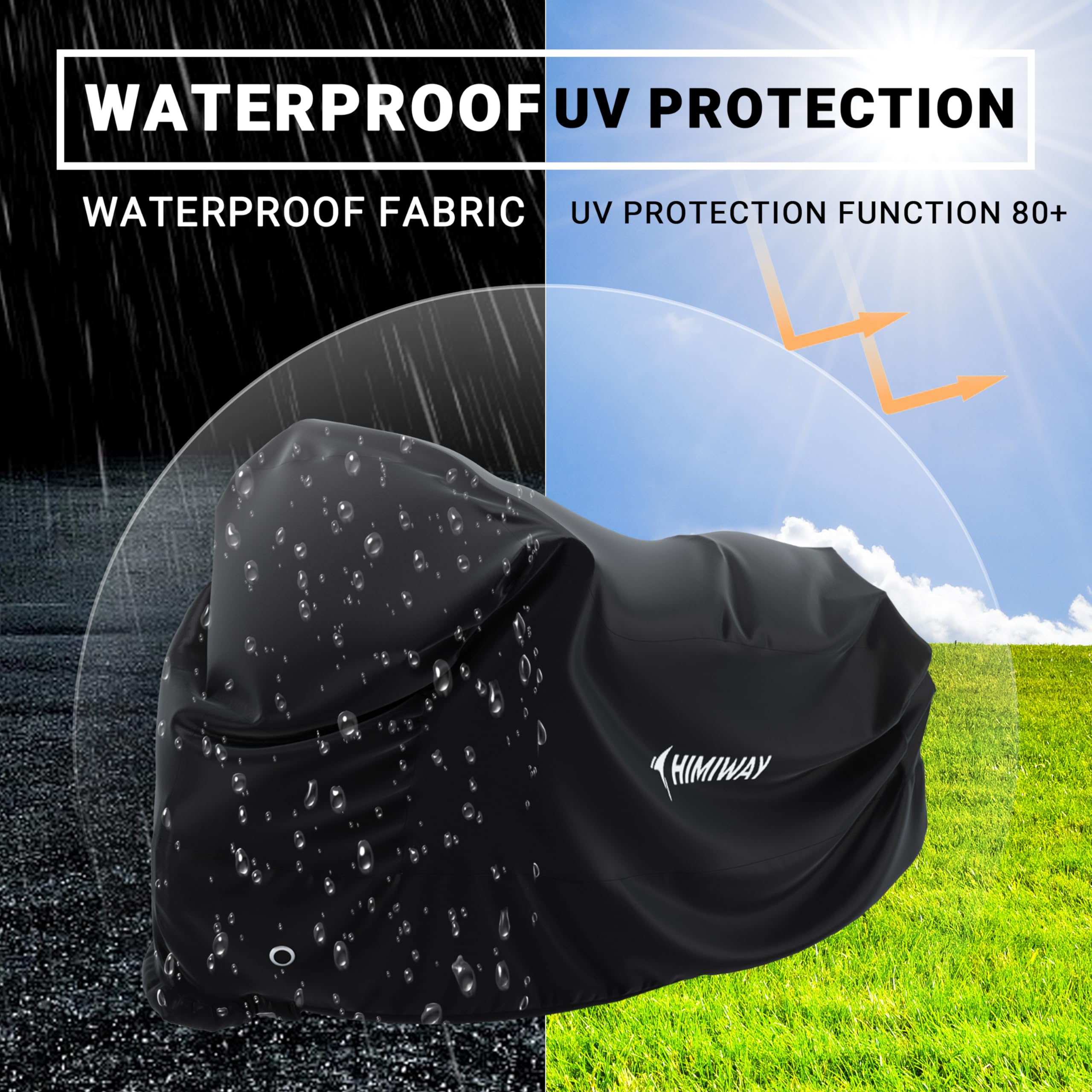 Himiway UPGRADE Bike Cover for 1 Fat Tire Bike or 2 Bikes THICKENED Bicycle Cover 600D Heavy Duty Ripstop Material Bike Rain Cover IP65 Waterproof Outdoor Storage Anti Dust Rain Snow UV for All Bikes