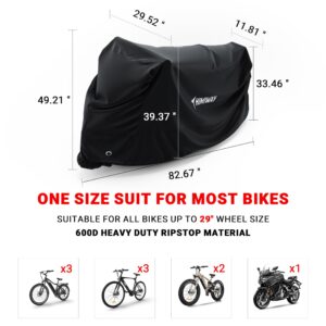 Himiway UPGRADE Bike Cover for 1 Fat Tire Bike or 2 Bikes THICKENED Bicycle Cover 600D Heavy Duty Ripstop Material Bike Rain Cover IP65 Waterproof Outdoor Storage Anti Dust Rain Snow UV for All Bikes