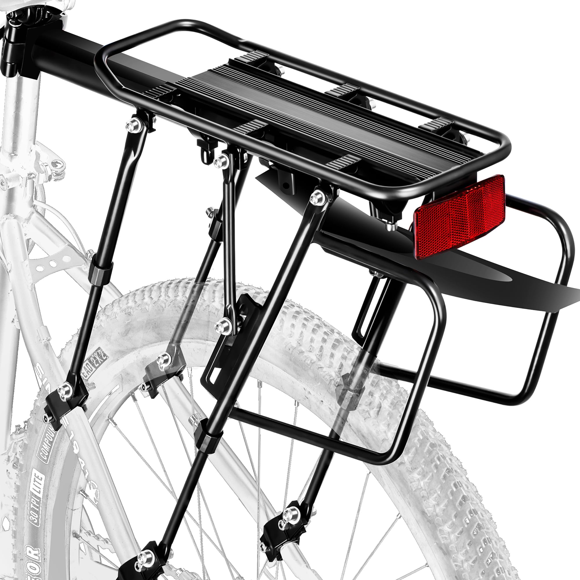 YONTUO Rear Bike Rack,310 LB Capacity Solid Bearings Bike Cargo Rack w/Fender & Large Size Reflective,Quick Release Mountain Road Bicycle Rear Racks,Universal Bike Luggage Touring Carrier Rack,BCR06