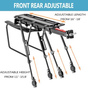 YONTUO Rear Bike Rack,310 LB Capacity Solid Bearings Bike Cargo Rack w/Fender & Large Size Reflective,Quick Release Mountain Road Bicycle Rear Racks,Universal Bike Luggage Touring Carrier Rack,BCR06