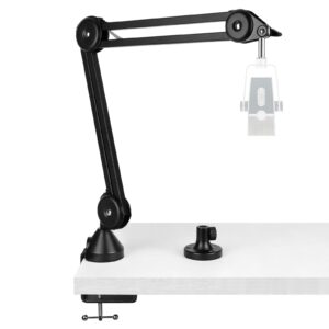 geekria for creators microphone arm compatible with akg lyra ultra-hd, p120, p220, c214 mic boom arm mount adapter with tabletop flange mount, suspension stand, mic scissor arm, desk mount holder