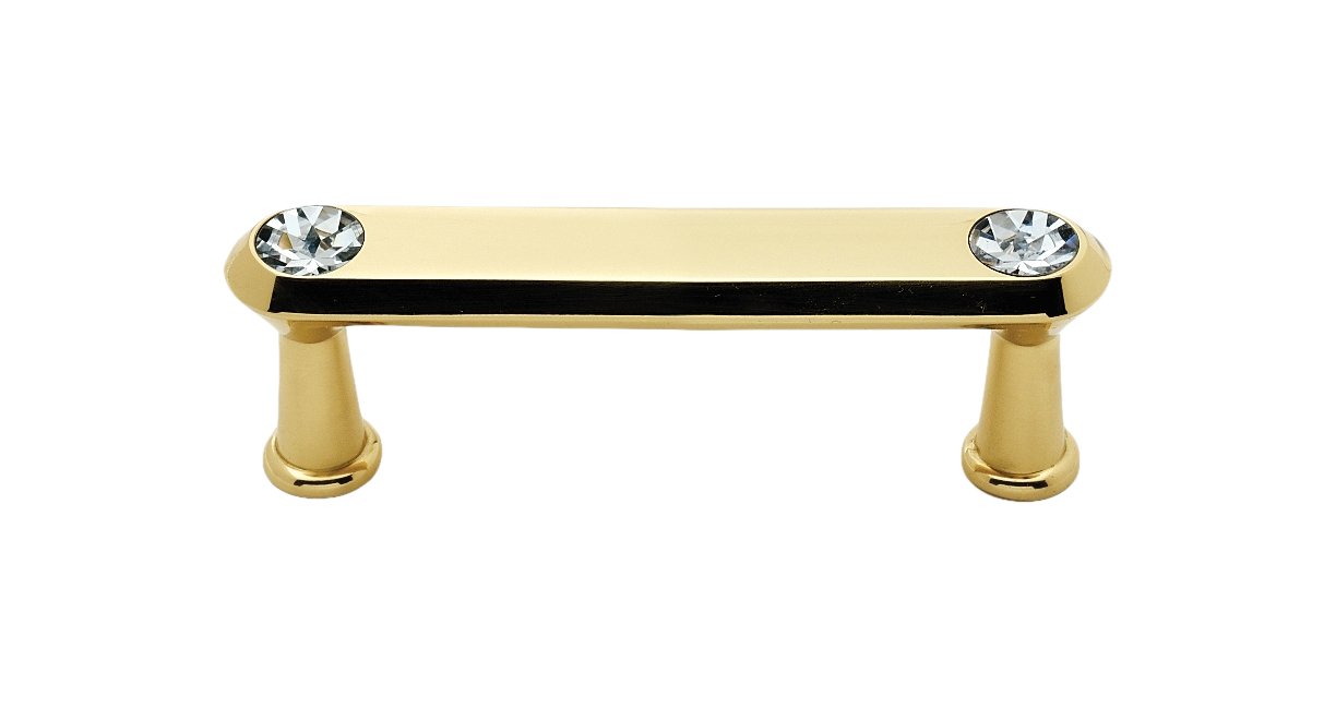 Alno C214-3-PB Traditional Crystal Pulls, Polished Brass