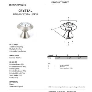 Alno C214-BRZ Traditional Crystal Knobs, 1-1/4", Bronze