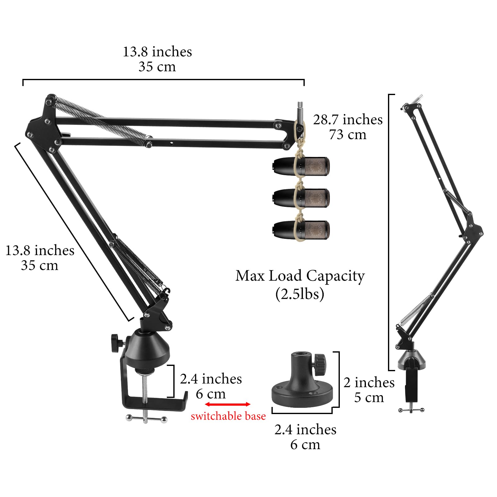 Geekria for Creators Microphone Arm Compatible with AKG Lyra Ultra-HD, P120, P220, C214 Mic Boom Arm Mount Adapter with Tabletop Flange Mount, Suspension Stand, Mic Scissor Arm, Desk Mount Holder