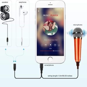 DELADOLA Mini Microphone,Portable Vocal Tiny Microphone, Asmr Microphone,Phone Microphone, Mini Karaoke Microphone for Voice Recording Chatting and Singing On iPhone,Android,Laptop Notebook(Orange)