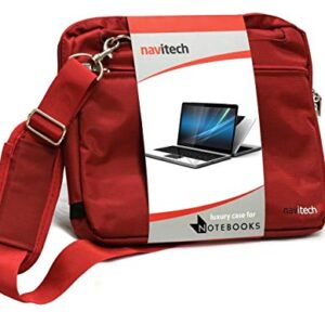 Navitech Red Sleek Premium Water Resistant Shock Absorbent Carry Bag Case Compatible with The ASUS Chromebook C204 11.6" / ASUS Chromebook C214 11.6" / ASUS Chromebook Flip C434 14"