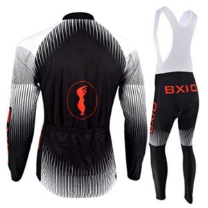 Men's Cycling Jersey Set Bike Jersey Bicycle Winter Thermal Fleece Long Sleeve Suit C214 (E, XXL)