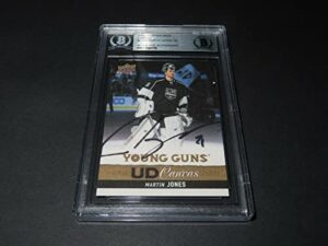 martin jones signed 2013-14 upper deck young guns canvas rc #c214 beckett coa 1a - autographed nhl art