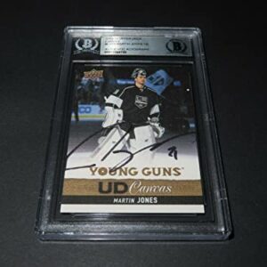 Martin Jones Signed 2013-14 Upper Deck Young Guns Canvas RC #C214 Beckett COA 1A - Autographed NHL Art