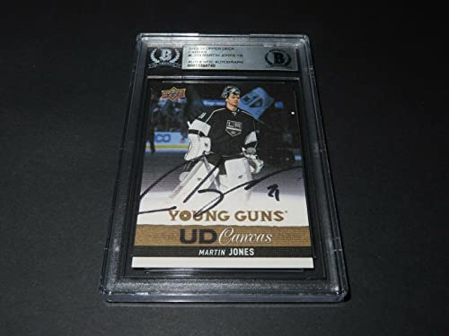 Martin Jones Signed 2013-14 Upper Deck Young Guns Canvas RC #C214 Beckett COA 1A - Autographed NHL Art