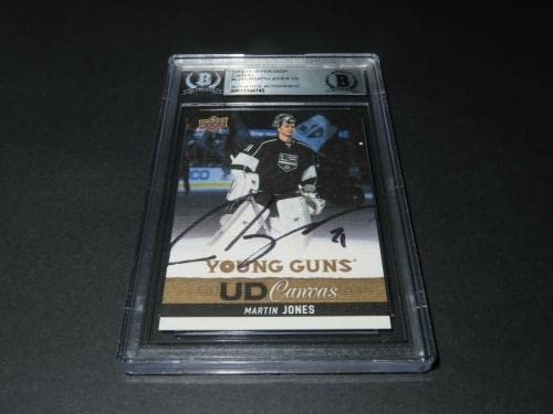 Martin Jones Signed 2013-14 Upper Deck Young Guns Canvas RC #C214 Beckett COA 1A - Autographed NHL Art