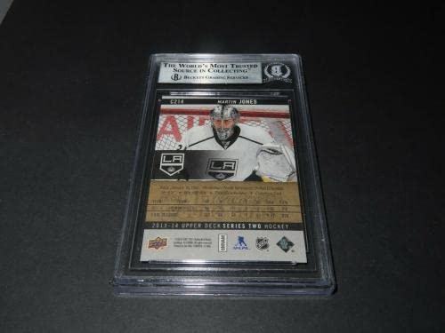 Martin Jones Signed 2013-14 Upper Deck Young Guns Canvas RC #C214 Beckett COA 1A - Autographed NHL Art