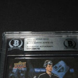 Martin Jones Signed 2013-14 Upper Deck Young Guns Canvas RC #C214 Beckett COA 1A - Autographed NHL Art