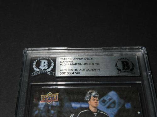 Martin Jones Signed 2013-14 Upper Deck Young Guns Canvas RC #C214 Beckett COA 1A - Autographed NHL Art