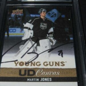 Martin Jones Signed 2013-14 Upper Deck Young Guns Canvas RC #C214 Beckett COA 1A - Autographed NHL Art