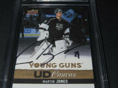 Martin Jones Signed 2013-14 Upper Deck Young Guns Canvas RC #C214 Beckett COA 1A - Autographed NHL Art