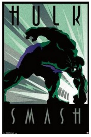 Lawrence Painting Marvel Comics The Hulk Smash Vintage Style Art Deco Poster Print Size 50X75Cm C214