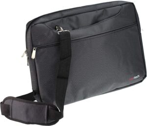 navitech black sleek water resistant travel bag - compatible with asus chromebook flip c214 11.6"