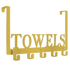 over the door hooks, towel holder for bathroom, door mount towel rack towel hooks for bedroom kitchen pool beach towels bathrobe wall mount hang on the door cabinet cupboard metal sandblasted (gold)