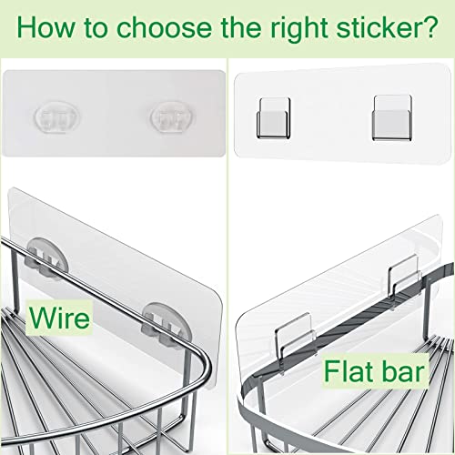 Jovware Shower Caddy Adhesive Replacement Stickers 4 Pack Single Shower Caddy Hook, Bathroom Shelf Adhesive Mount Replacement 1 Hook, Individual Adhesive Strips for Sponge Caddy Soap Holder Sink Caddy