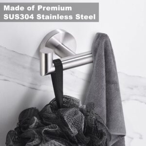 Towel Hooks for Bathrooms,Brushed Nickel Towel Hook for Kitchen Bathroom,SUS304 Stainless Steel Coat Hook,Heavy Duty Double Holder Robe Hooks for Hanging Towels,Coats,Sponges,Clothes,Wall Mount,2 Pack