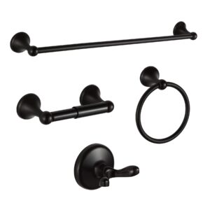 bgl bathroom hardware set, oil-rubbed bronze adjustable expandable towel bar 4-piece orb bathroom accessory set wall mounted robe hook toilet paper holder towel ring towel bar