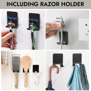 MOYU HOME Duty Waterproof in Shower Hooks,Waterproof Bathroom Shower Razor Hanger,Matte Black Bathroom Towel Hook,Stainless Steel Sticky Hooks