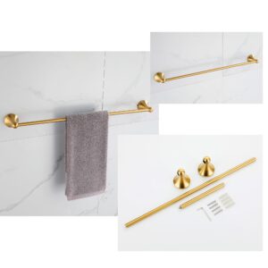 FROPO 4 Pcs Gold Bathroom Hardware Set - Brushed Brass Gold Bathroom Accessories Kit, Stainless Steel Wall Mounted 23.6 Inch Towel Bar | Towel Hook | Toilet Paper Holder | Hand Towel Holder