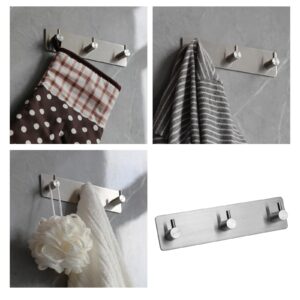 Self Adhesive Towel Hooks for Bathrooms Brushed Nickel Stick on Wall Hooks Bath Adhesive Towel Hanger Peel and Stick Matte Black Shower Hooks for Wall Adhesive Coat hook for Wall Mount 3 hooks